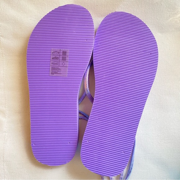 H&M purple iridescent flip flop lace up flats sandals 5-6 women’s size BRAND NEW - Picture 3 of 8